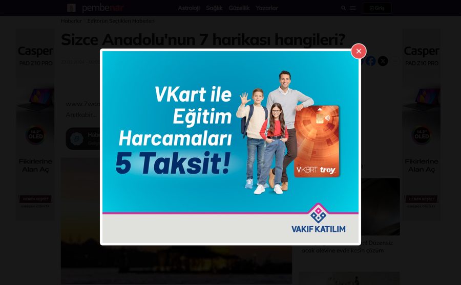 Milliyet'in Anadolu'nun 7 harikası oylamasını aktardığı haber sayfası